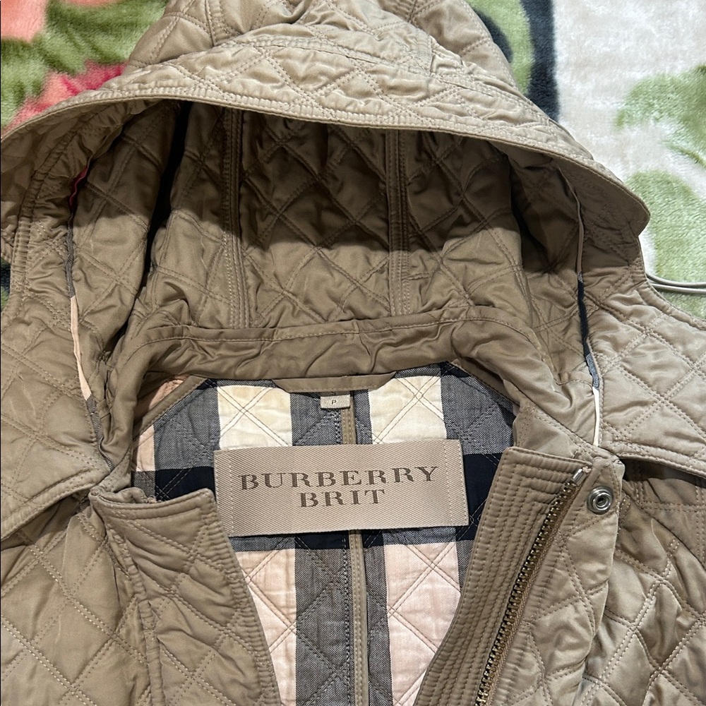 Burberry Tan Quilted Hooded Jacket